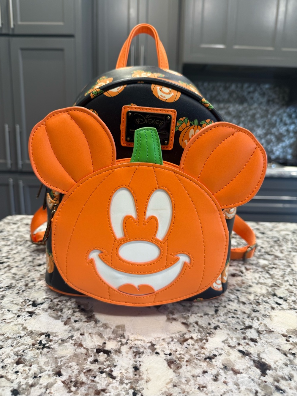 Disney Orange & Black Mickey Pumpkin Mini Backpack